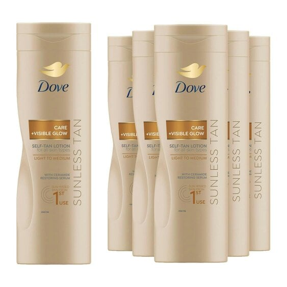 Dove Visible Glow Self-Tan Lotion Nourishing Care Light to Medium Skin, 4x400ml