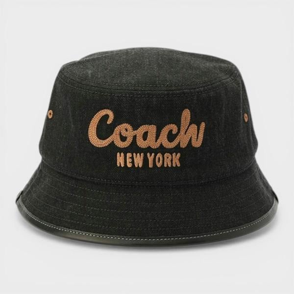 Coach Embroidered Denim Bucket Hat Black