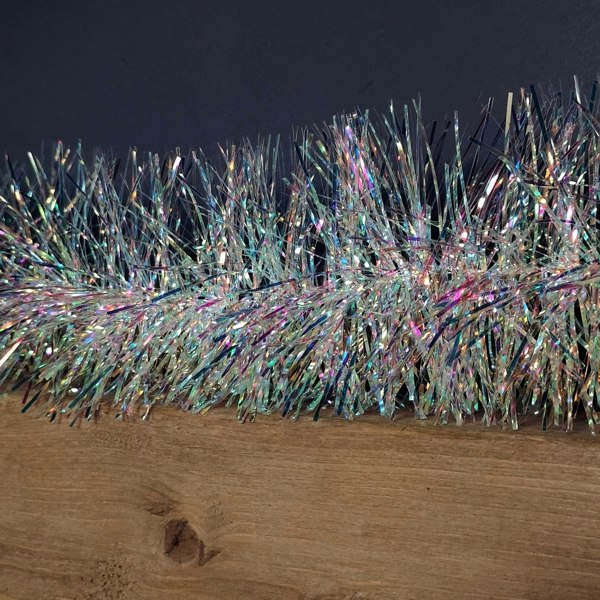 Samuel Alexander 200cm x 12cm Fine Cut Iridescent White Tinsel Garland Christmas Tree Decoration