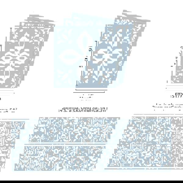 WT1555 - Triana Blue Grey Cemente Spanish Wall Tile Sticker Set - 15 cm x 15 cm - 24 pcs