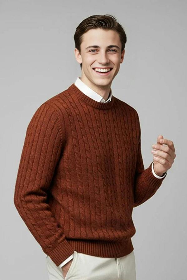 WOVCOR Crew Neck Thick Knit Men's Sweater