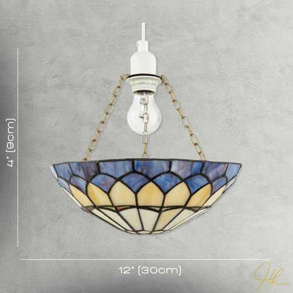 Lavender Purple Stained Glass Domed Tiffany Pendant Shade with Chains Image 7