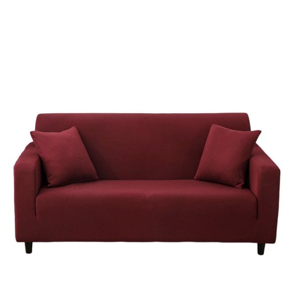 Anyhouz Anyseat 4 Seater Sofa Cover Plain Wine Red Style and Protection For Living Room Sofa Chair Elastic Stretchable Slipcover