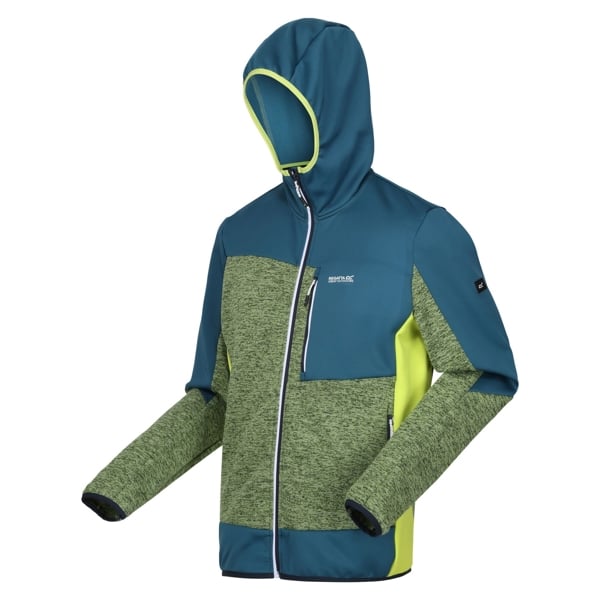 Regatta Mens Cadford VI Marl Hooded Fleece Jacket - Piquant Green / Moroccan Blue