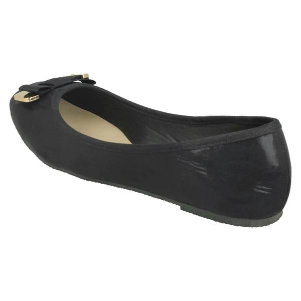 Spot On Ladies Spot On Ribbon Bow Vamp Ballerinas