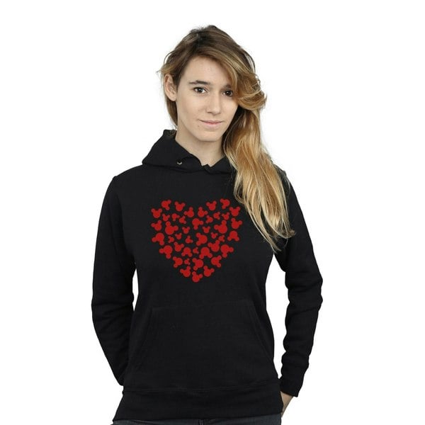 Disney Womens/Ladies Mickey Mouse Heart Silhouette Hoodie - Black