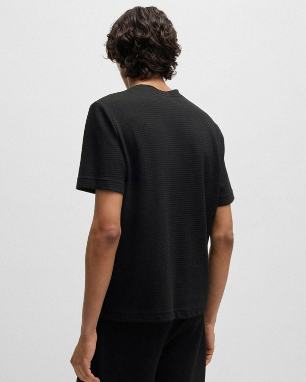 HUGO HUGO Austin Mens Waffle-Structured Pyjama T-Shirt with Embroidered Logo 