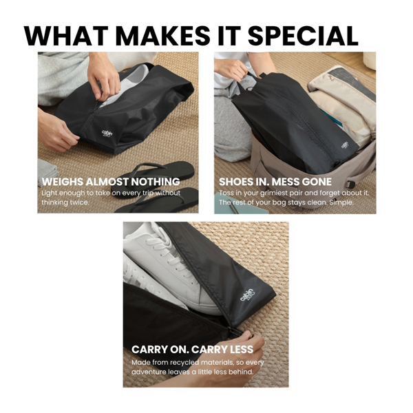 CabinZero Ultralight Shoe Bag L, Fits Shoes up to UK 13, Ultra Lightweight and Water Resistant Coating