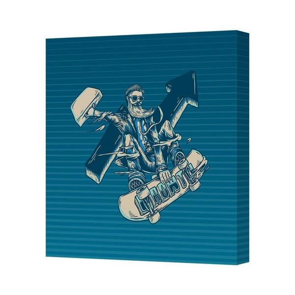 Benjamin Tate Design Contemporary Handmade Canvas Art Print Skateboarder With Beard