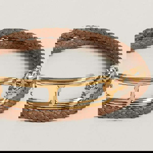 Hermes Roulis Double Tour Bracelet in tan and rose gold