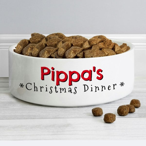 Personalised Memento Company Personalised Christmas Dinner 15cm Medium Pet Bowl