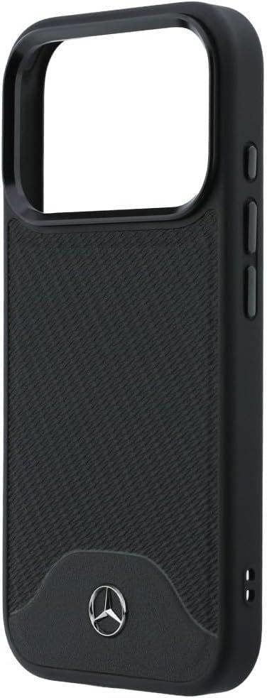 Mercedes Benz Wood Effect and Curve Leather Case with MagSafe for iPhone 17 Pro 6.3" Black - MEHMP17L25PCBPWK
