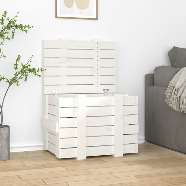 Berkfield Storage Box White 58x40.5x42 cm Solid Wood Pine