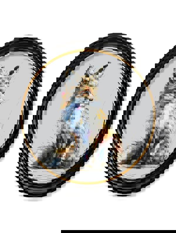 Exceptional Art Little Fox Cosy Sketch - Oxford round frame