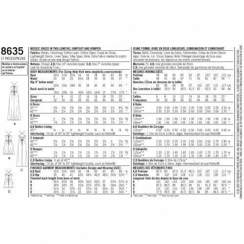 Simplicity Sewing Pattern 8635, Jumpsuits, Dresses for Women, H5 (6-8-10-12-14) - Intermediate