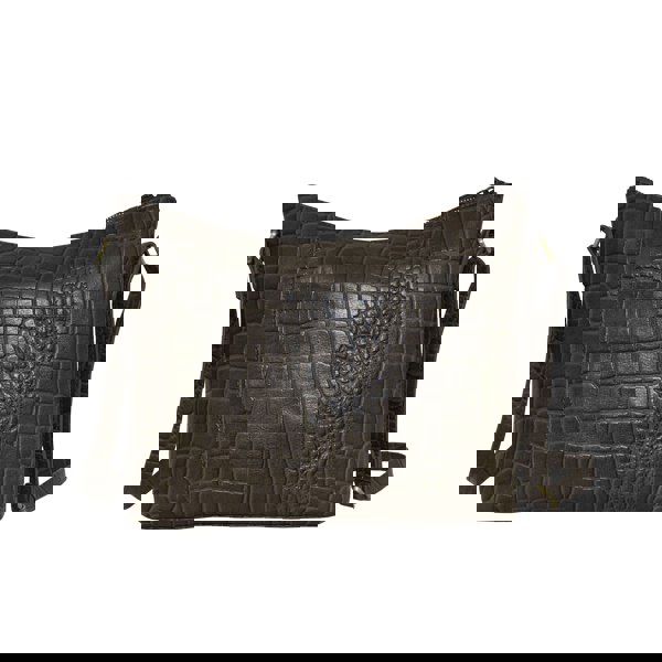 Assots London 'OLGA' Olive Croc Designer Leather Crossbody Shoulder Bag