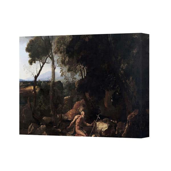 Benjamin Tate Design Classic Landscape Canvas Painting With Figure In Forest Scene
