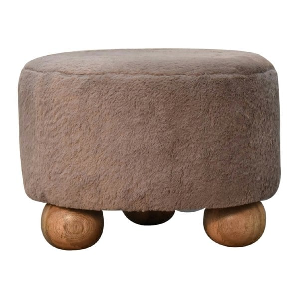 Artisan Furniture Mocha Faux Fur Round Ball Footstool