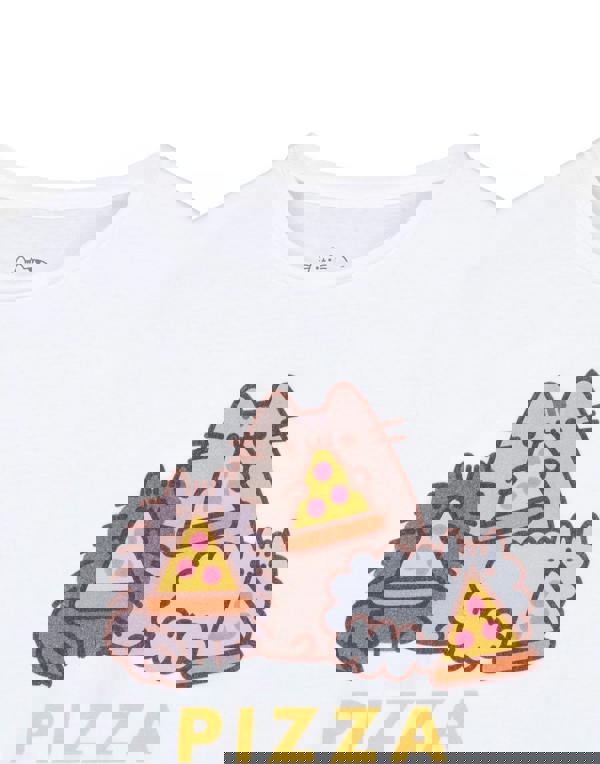 Pusheen Girls White Pizza Purrty Short Sleeved T-Shirt