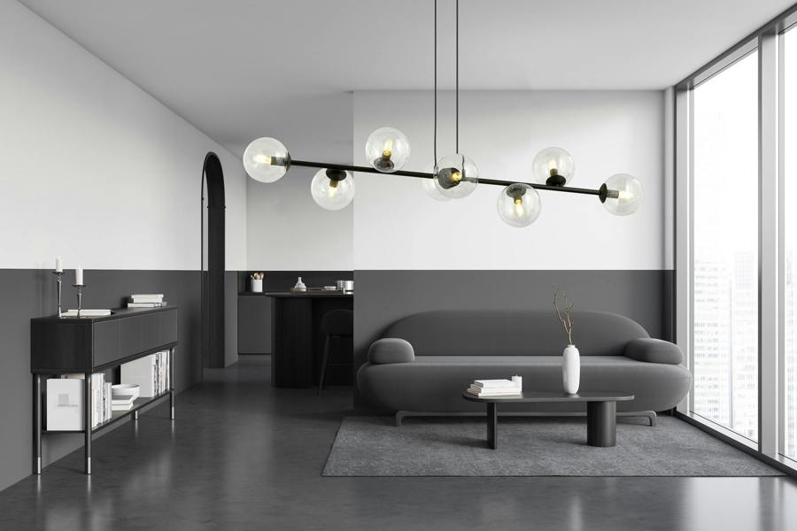 Emibig ROSSI Pendant lamp  8 x E14 Black with Transparent Shade