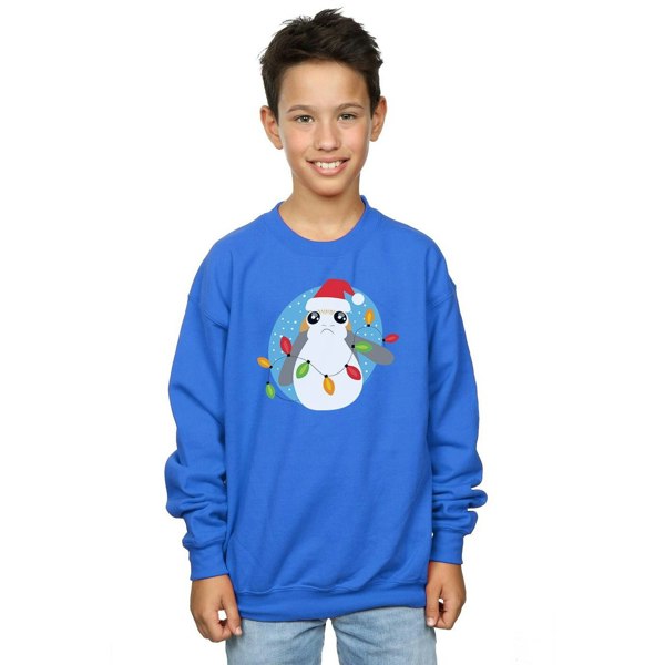 Star Wars Boys The Last Jedi Porg Christmas Lights Sweatshirt - Royal Blue