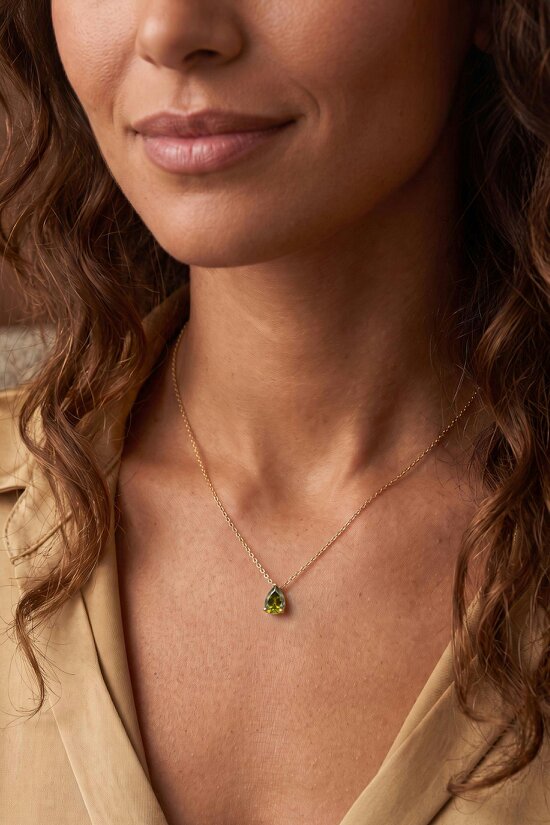 Latelita Adele Teardrop Necklace Gold Peridot