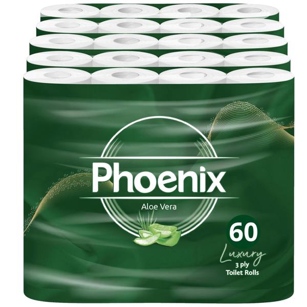 Phoenix Soft Aloe Vera Fragranced Quilted White 3 Ply Toilet Paper (60 Pack)