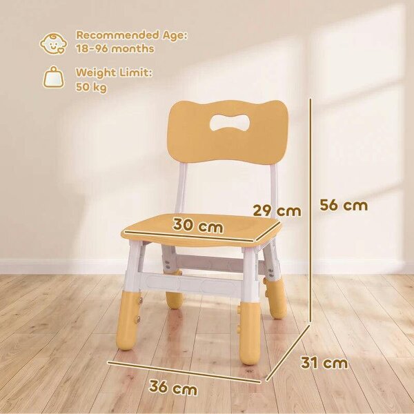 2 PCS Kids Desk Chairs, 3 Level Height Adjustable Children's Chairs with Backrest for 1.5-8 Years, Max Load 50KG, Brown