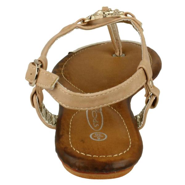 Spot On Ladies Spot On Flat Toe Post Sandal With Snake Trim