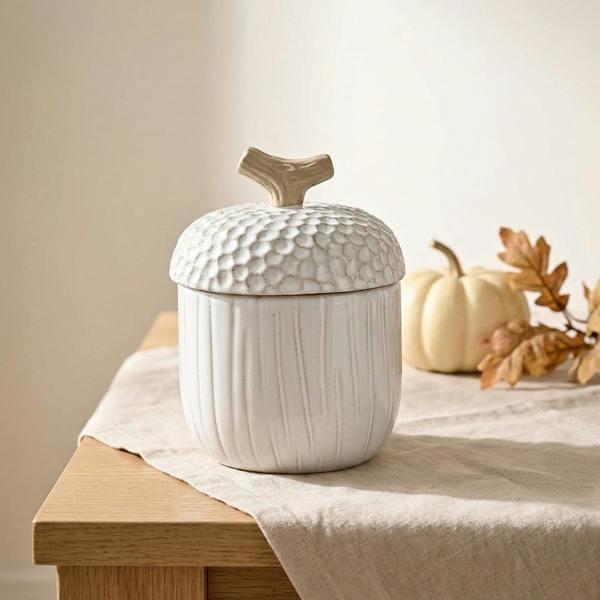 Garden Greatness Large Glazed Acorn Autumn Storage Jar