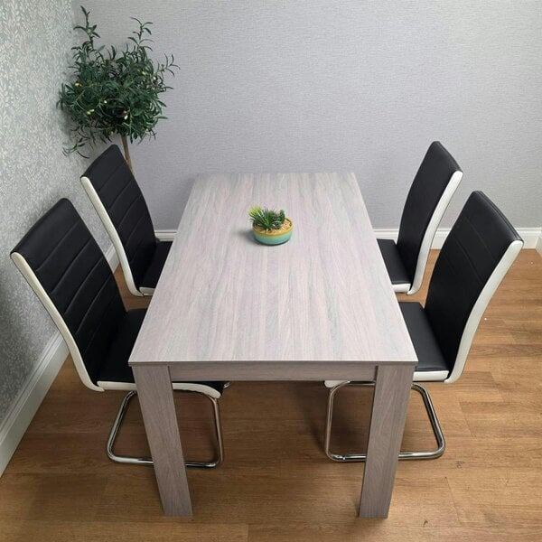 Kosy Koala Dining Table With 4 Chairs Grey Dining Set With 4 Black Chairs Dining Furniture