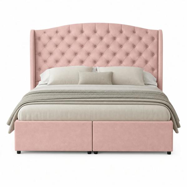 Great British Beds Venice Divan Bed - Pink Plush