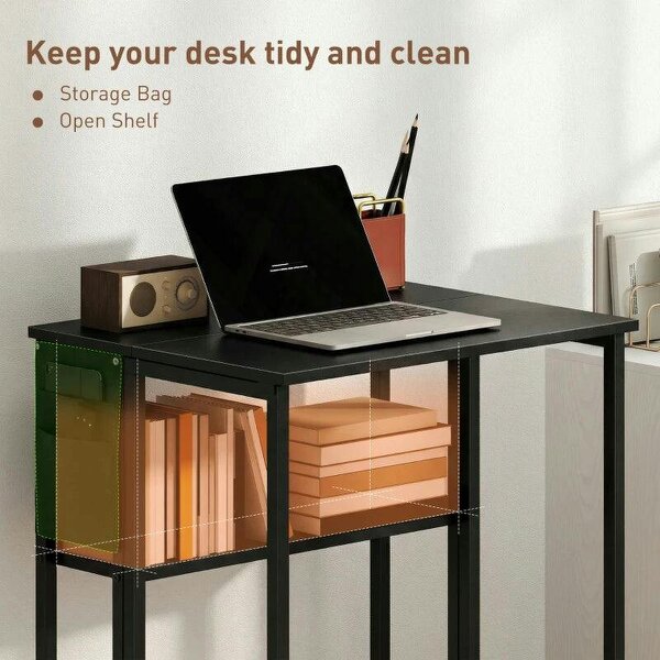 63 cm Drop Leaf Writing Work Desk - Black