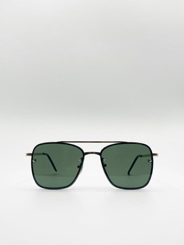 SVNX Metal Frame Square Aviator Style Sunglasses