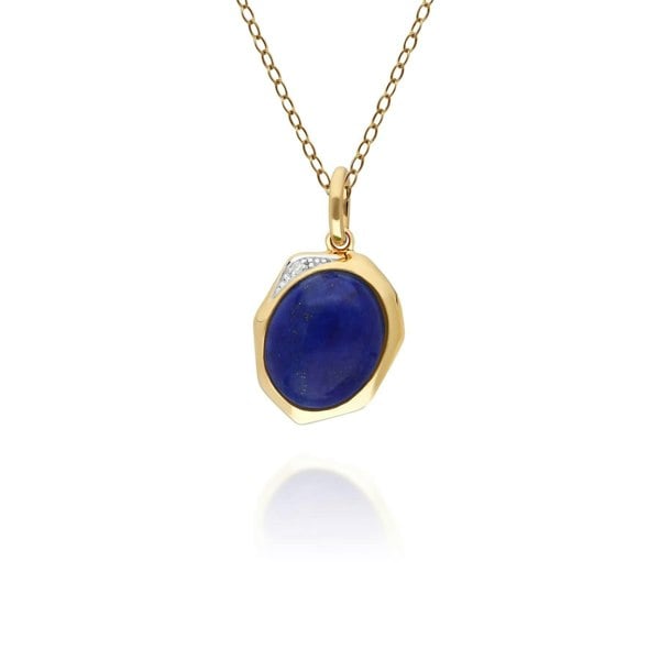 270P029303925 Irregular B Gem Lapis Lazuli & Diamond Pendant in Gold Plated Silver 1