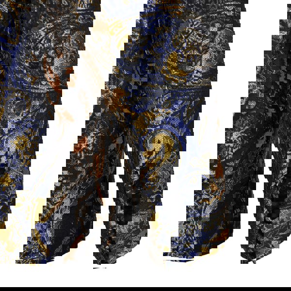 David WeJ Kensington Double Breasted Peak Lapel Jacquard - Blue Gold