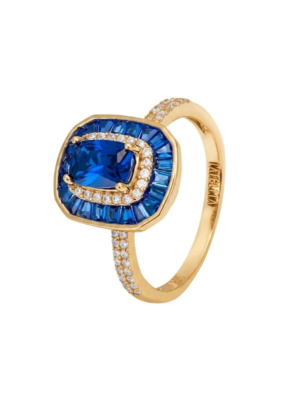 Latelita Great Gatsby Sapphire Cocktail Ring Gold