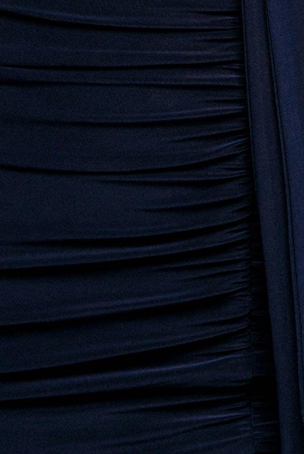 Cut Out Ruched Bodycon Midi Dress - Navy Blue DR3522