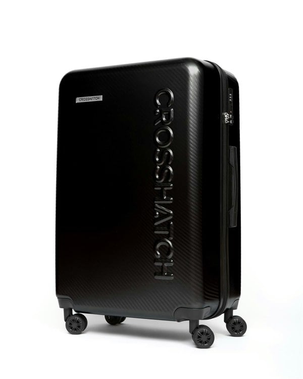Crosshatch Escapade Embossed Suitcase 3pk Black