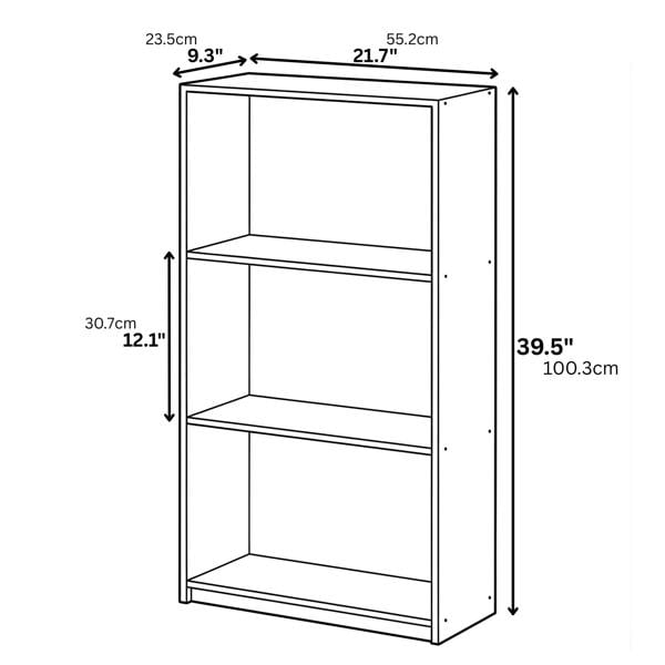 WALPLUS Basic 3-Tier Bookcase Storage Shelves, Light Cherry, 99736LC | Elegant Interior Wall Decoration