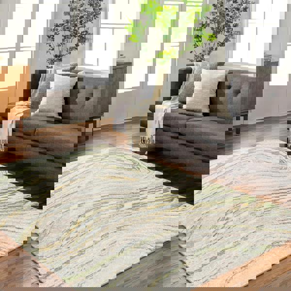 Livabliss San Francisco-Modern Green Grey Yellow Graphic Rug