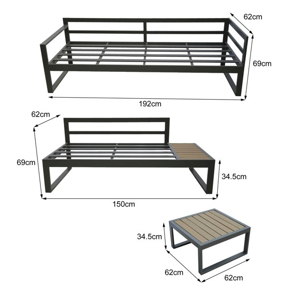 Outdoor Living Positano 5 seat outdoor aluminium sofa set with coffee table