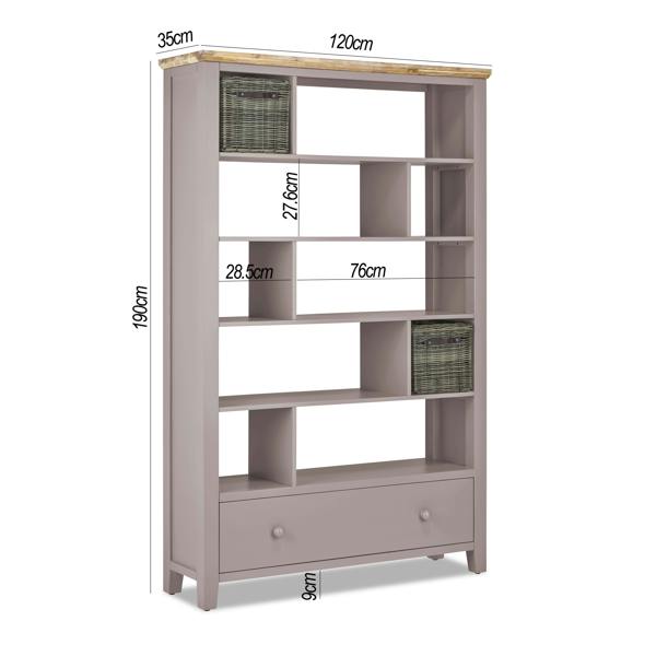 Statement Furniture Florence Room Divider Shelving Storage with Drawer, Fully Assembled