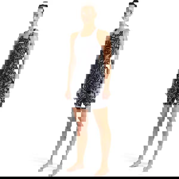 Arena Escape black and white geometric racerback body kneesuit with maxlife eco