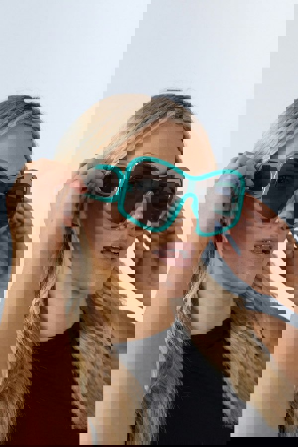 SVNX Square Oversized Mask Sunglasses in Aqua Grey