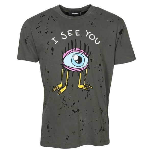 Dsquared2 I See You Logo Military Green T-Shirt