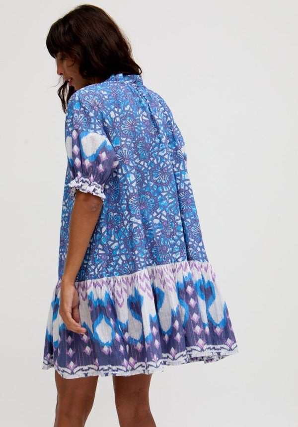 Isabella Baby Doll Embroidered Mini Dress In Multi