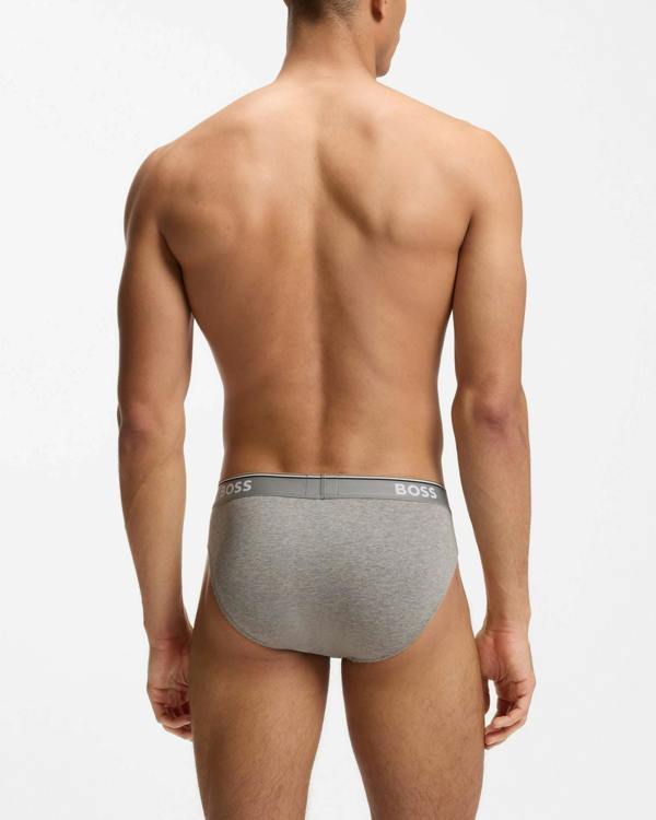 BOSS Orange 3 Pack Mens Power Briefs - Open Grey 061 | CHO | Designer Mens Underwear