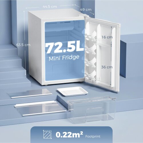 HOMCOM 73 L Mini Fridge with Chiller Box and Reversible Door, White