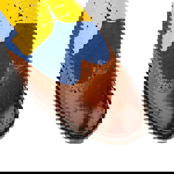 Embassy London Midnight Royal - Blue & Yellow & Brown - Men’s Suede & Leather Oxford Brogue Shoe.